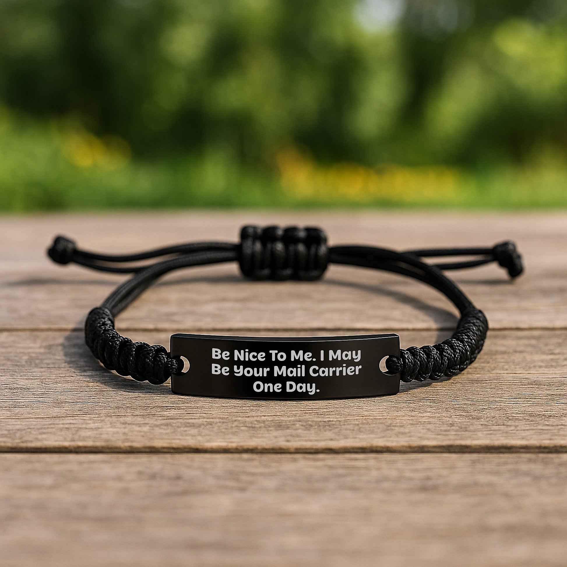 Funny Mail Carrier Gifts, Rope Bracelet for Women, Christmas Unique Gifts from Friends, 'Be Nice To Me I May Be Your Mail Carrier One Day' Engraved - Image 2