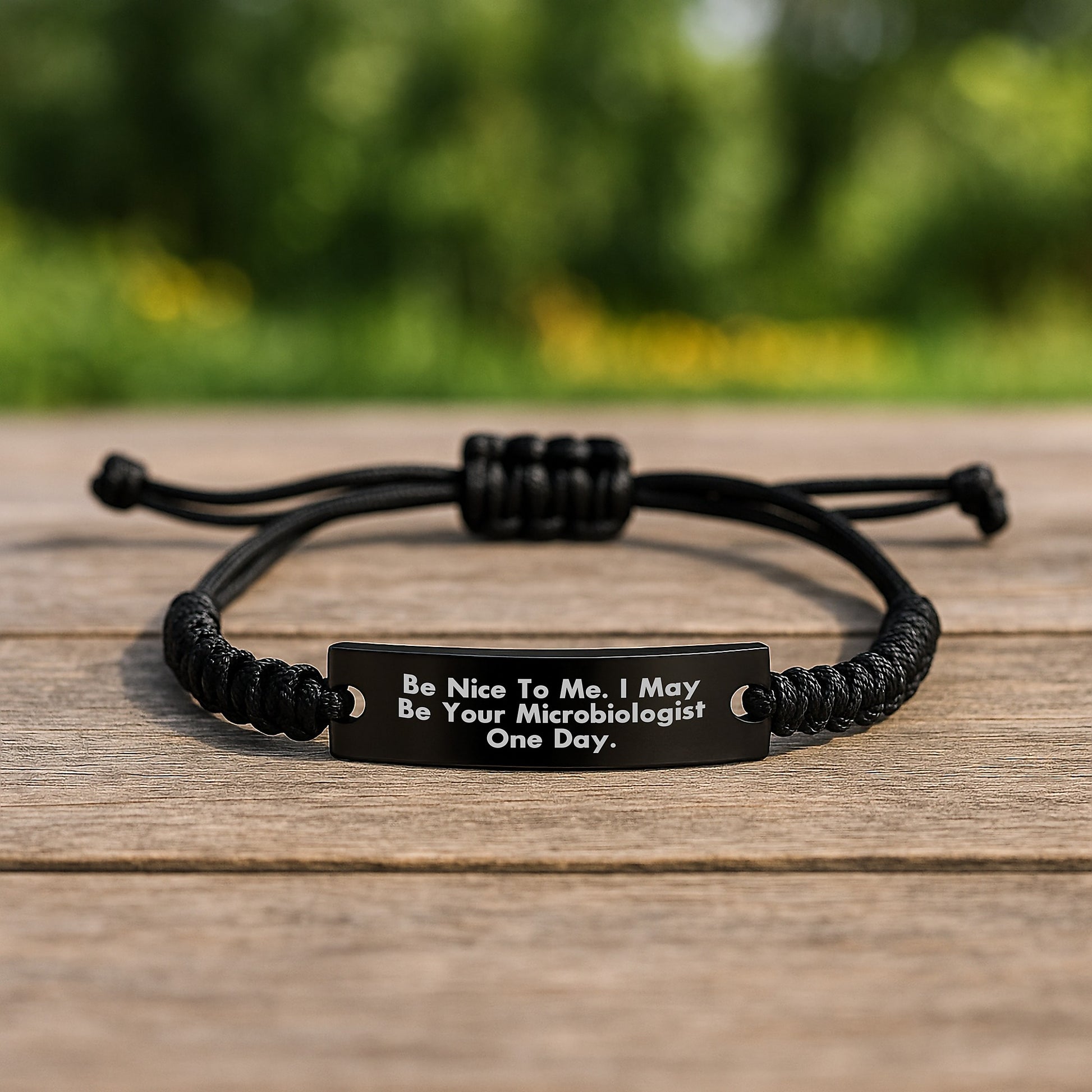 Funny Microbiologist Gifts for Men, Rope Bracelet with Be Nice To Me. I May Be Your Microbiologist One Day. Quote, Adjustable Christmas Unique Gifts from Friend - Image 2