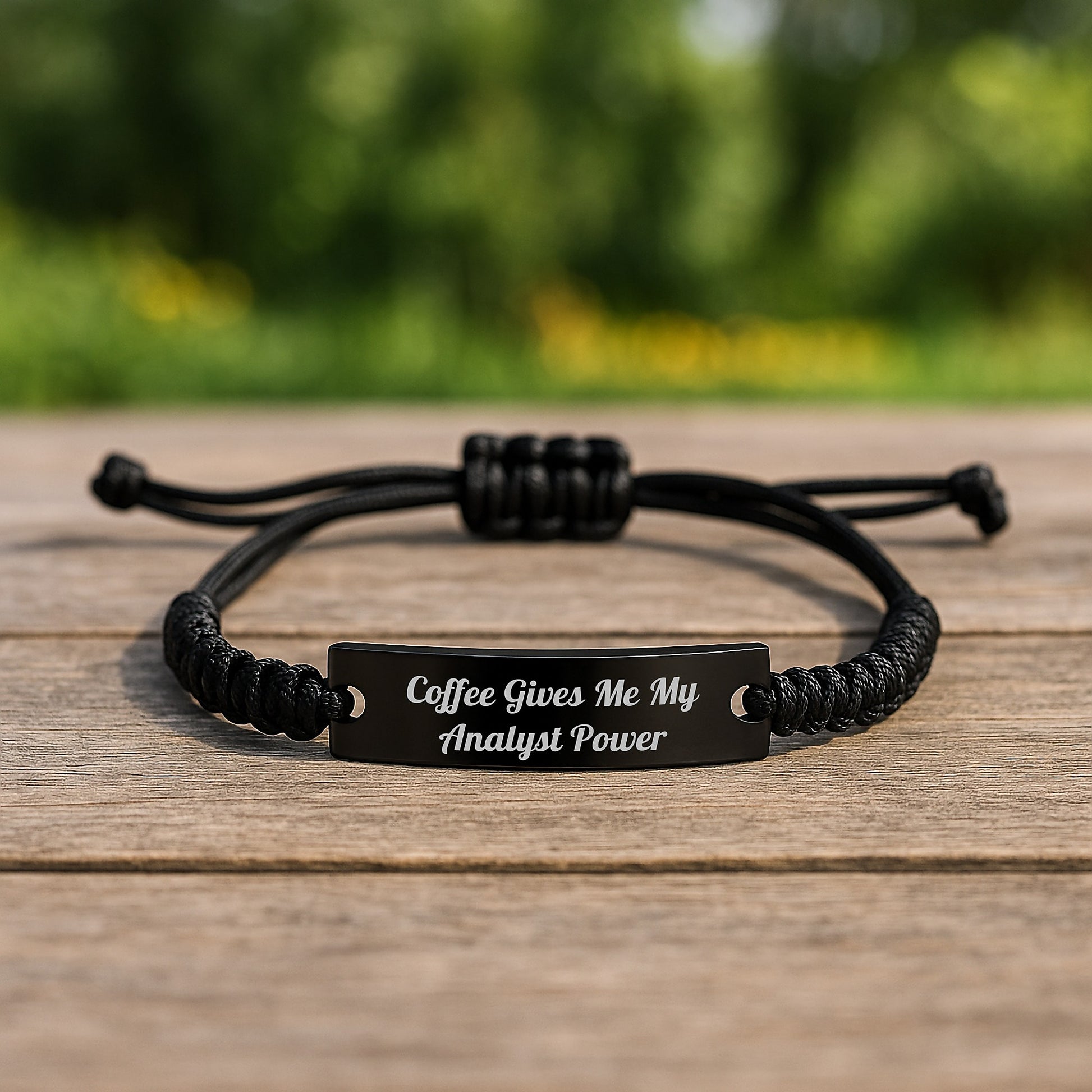 Funny Quote Rope Bracelet Gifts from Friends for Christmas - Analyst Power Black Rope Bracelet, Funny Analyst Gifts, Men, Women, Friends, Coworkers, Family - Image 2