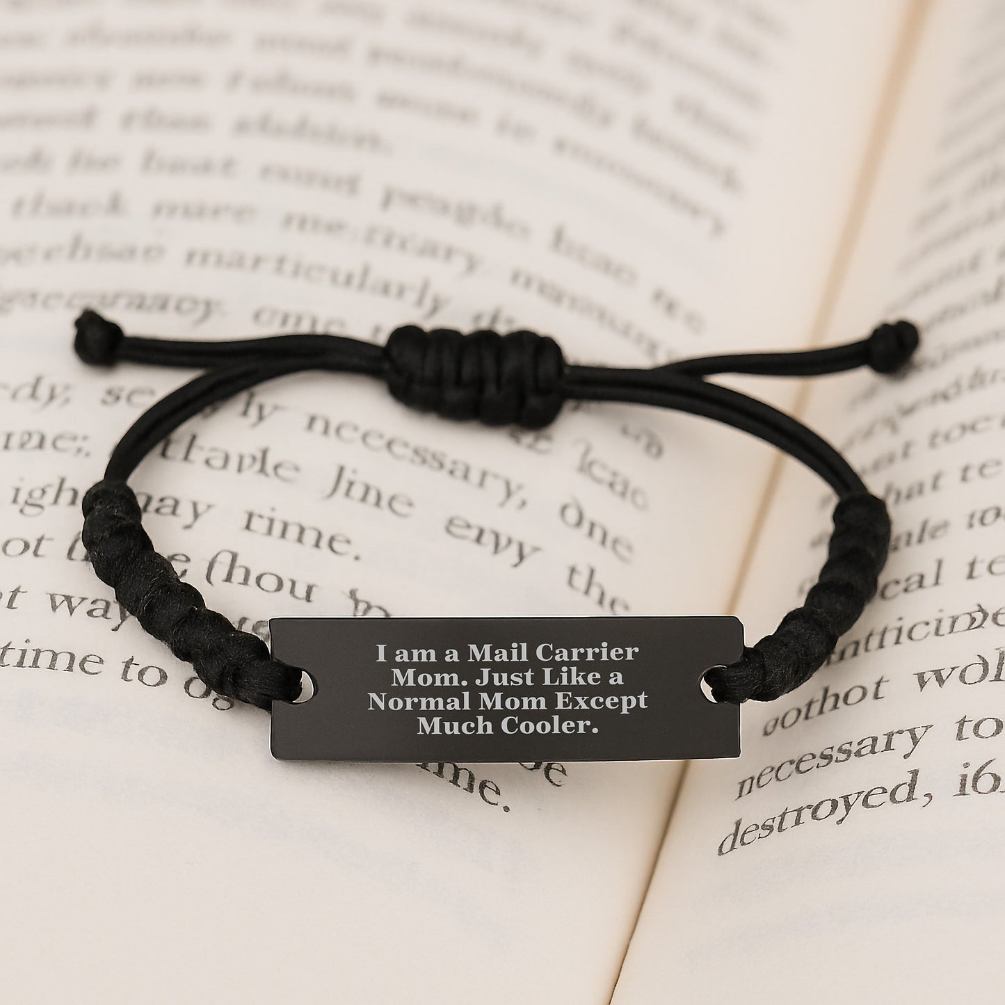 Mail Carrier Rope Bracelet Gifts for Wife - Funny Quote - Adjustable Black Interlaced Rope - Image 3