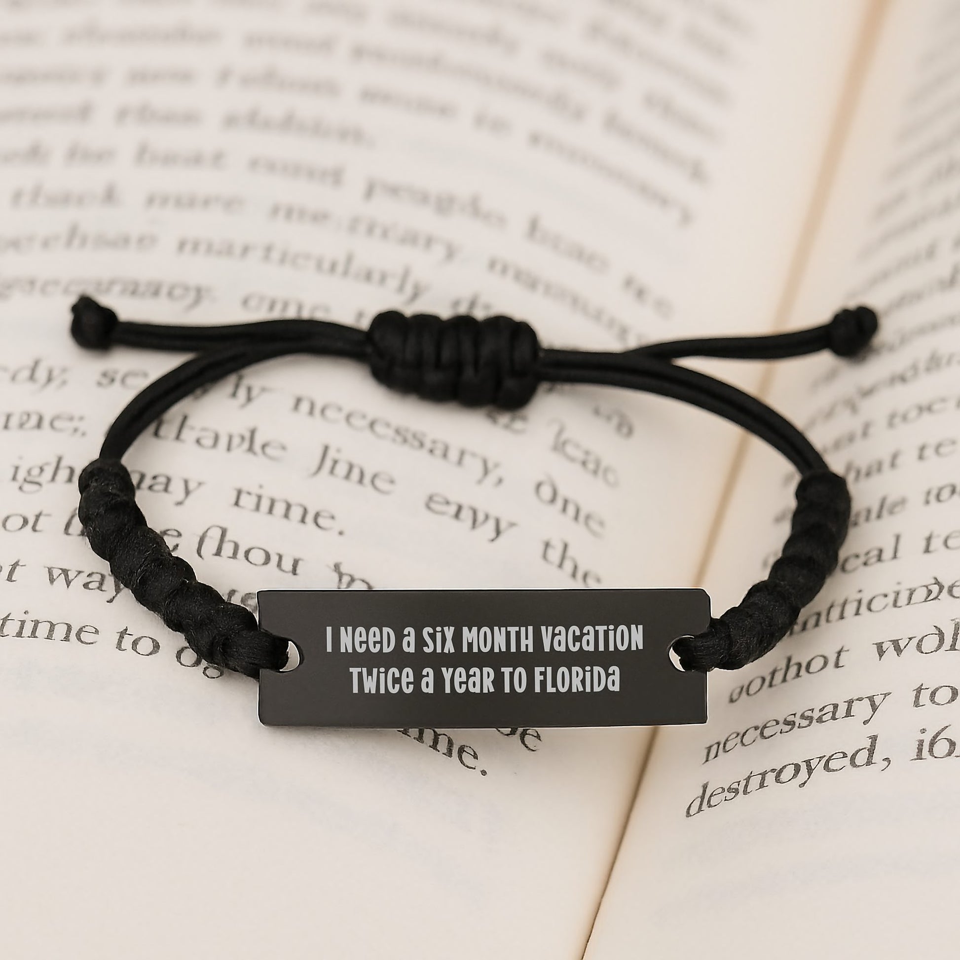 Florida Rope Bracelet, Funny Quote Gift for Men and Women, Black Stainless Steel Interlaced Rope, Adjustable Rope Watch Perfect for Florida Enthusiasts and Christmas Unique Gifts - Image 3
