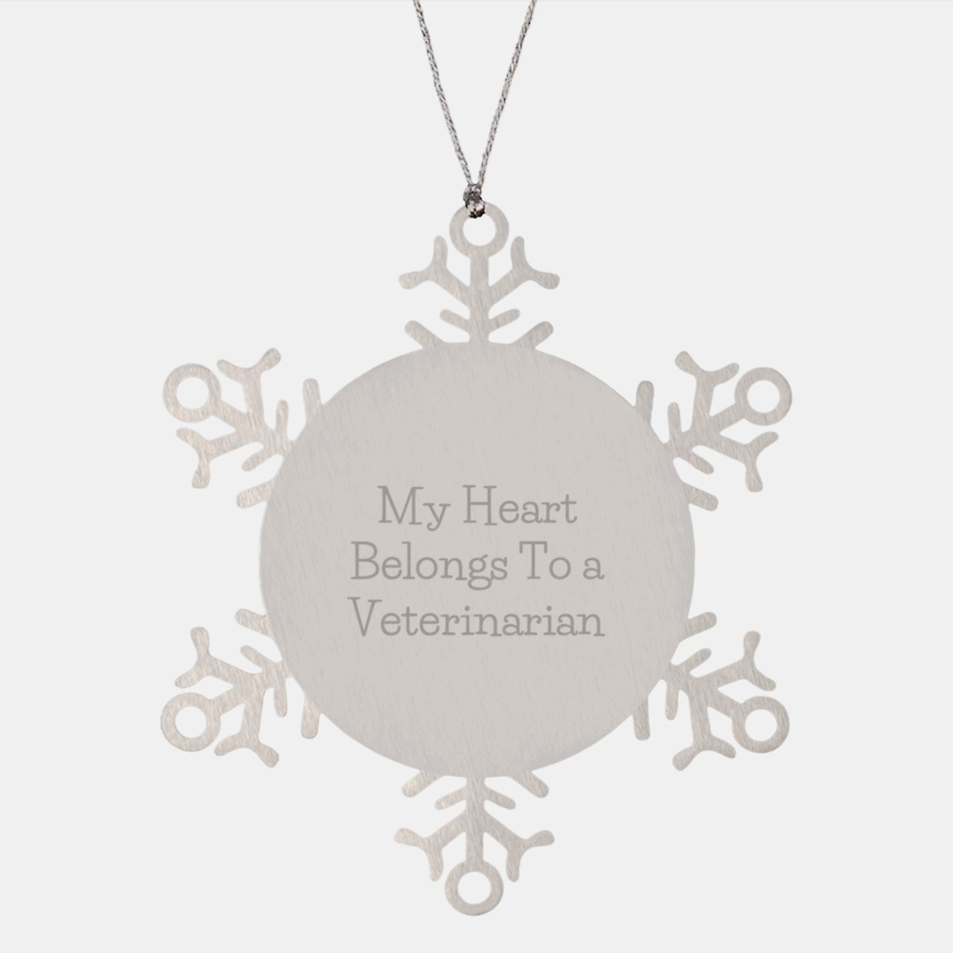 Gifts from Friends and Family for Veterinarians, Christmas Unique Snowflake Ornaments, Funny Quote 'My Heart Belongs To A Veterinarian' - Image 1