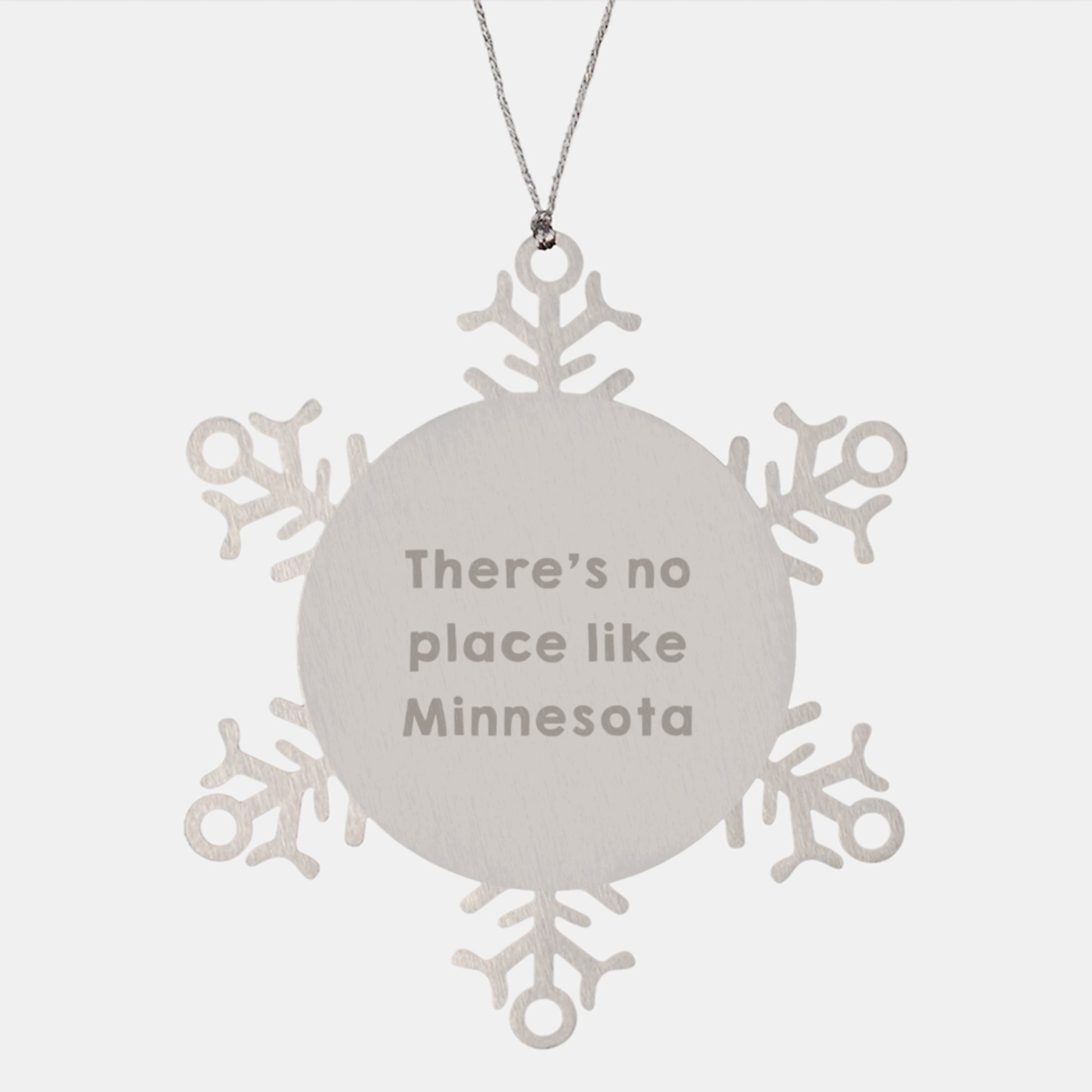 Minnesota Snowflake Ornament Gifts from Friends - 'There's No Place Like Minnesota' Quote, Stainless Steel, 3.14 inches, Christmas Unique Gifts for Family - Image 1