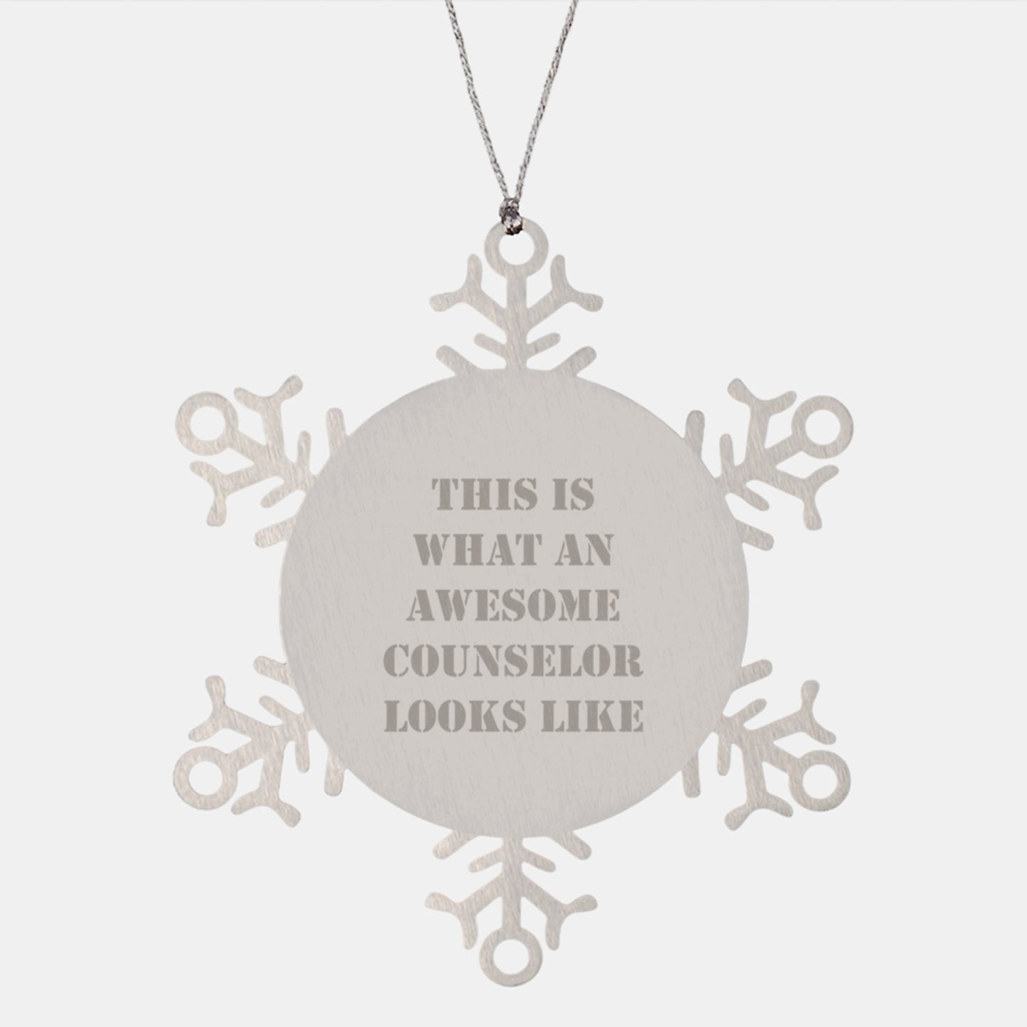 Funny Counselor Gifts from Friends - This Is What An Awesome Counselor Looks Like Snowflake Ornament for Christmas - Image 1