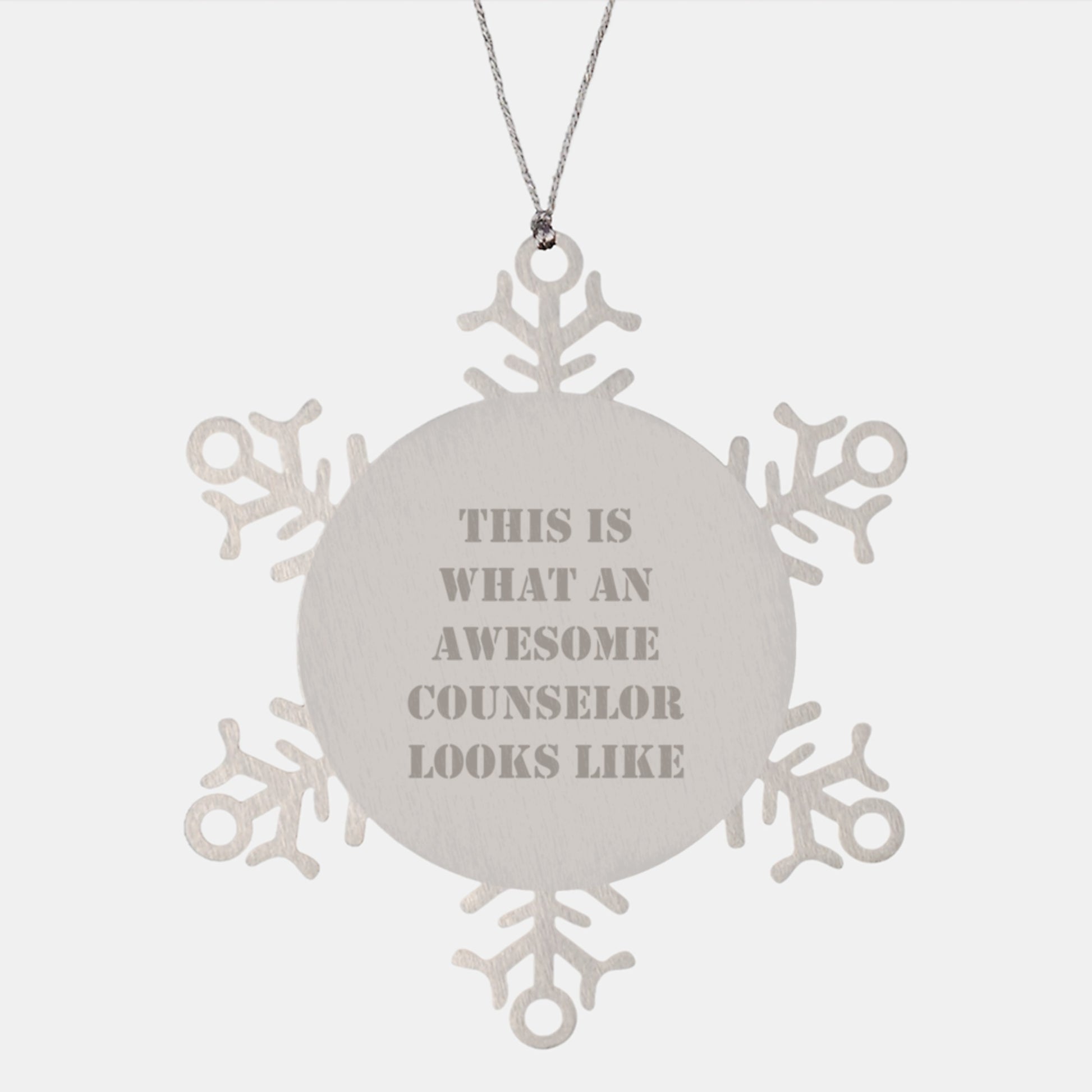 Funny Counselor Gifts from Friends - This Is What An Awesome Counselor Looks Like Snowflake Ornament for Christmas - Image 1