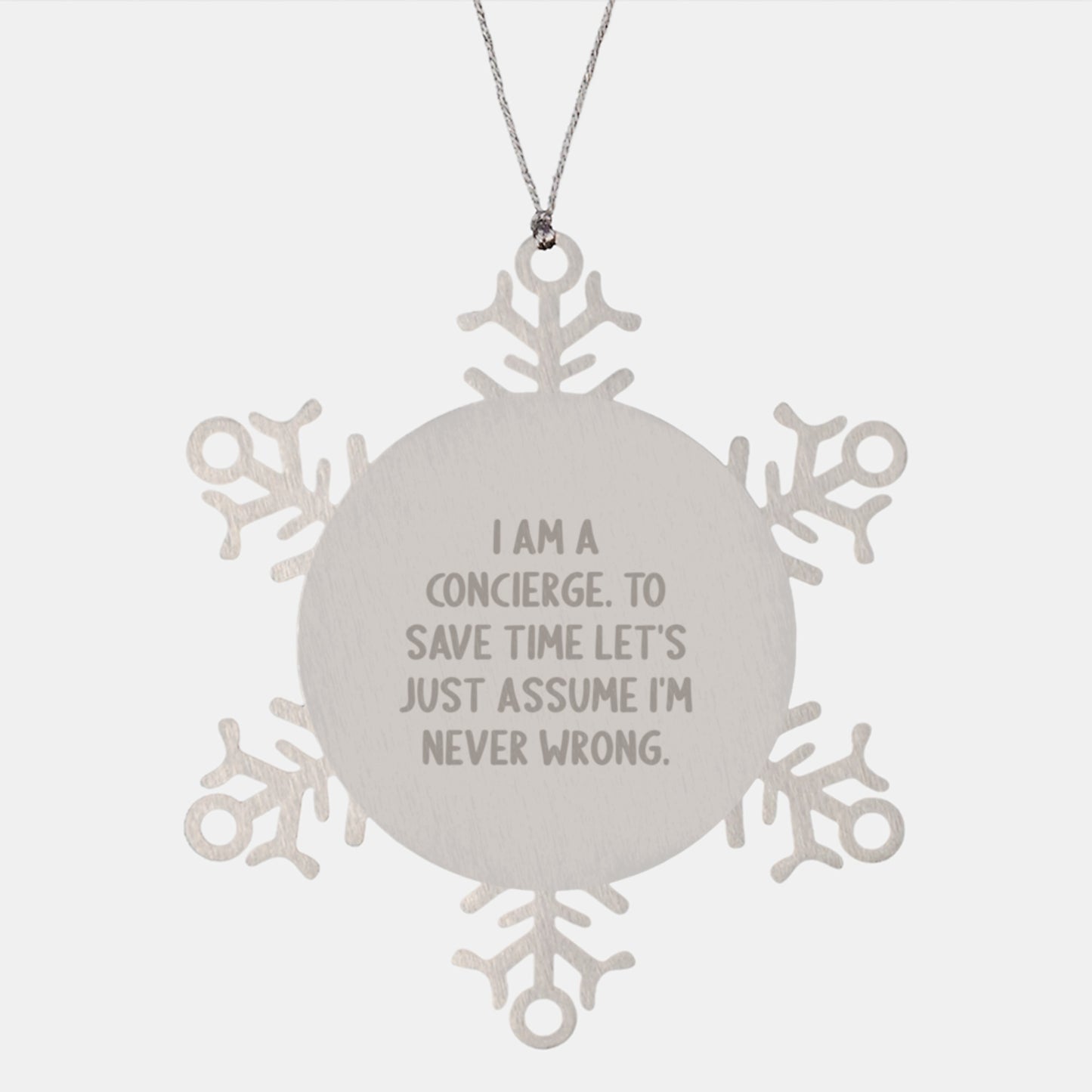 Unique Concierge Gifts, Funny Snowflake Ornament, Gifts from Men to Concierge for Christmas - Image 1