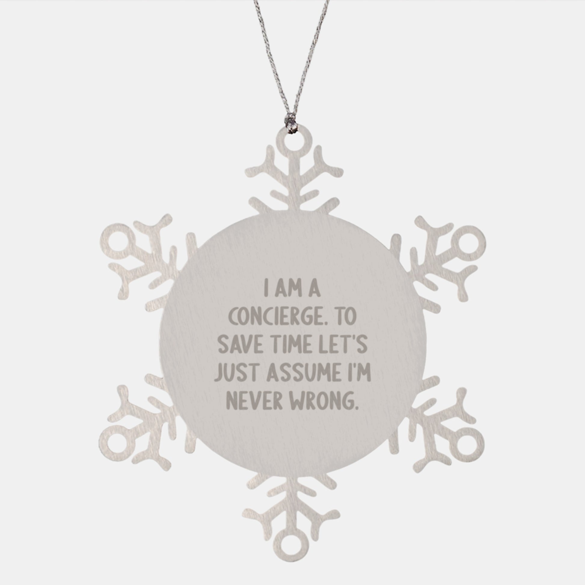 Unique Concierge Gifts, Funny Snowflake Ornament, Gifts from Men to Concierge for Christmas - Image 1