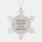 Funny Sales Manager Gifts from Friends for Men Snowflake Ornament - 'Amazing F--king Sales Manager' Christmas Unique Decoration - Image 1
