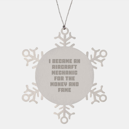 Aircraft Mechanic Gifts, Funny Quote Snowflake Ornament, Christmas Unique Presents from Men, Gifts for Loved Ones - Image 1