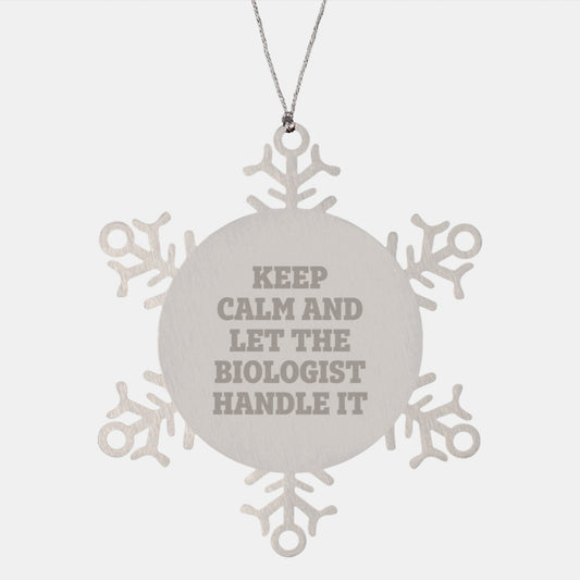 Funny Biologist Gifts from Friends for Christmas Unique Snowflake Ornament, Snowflake Ornament Biologist Handle It, Snowflake Keepsake for Biologist - Image 1