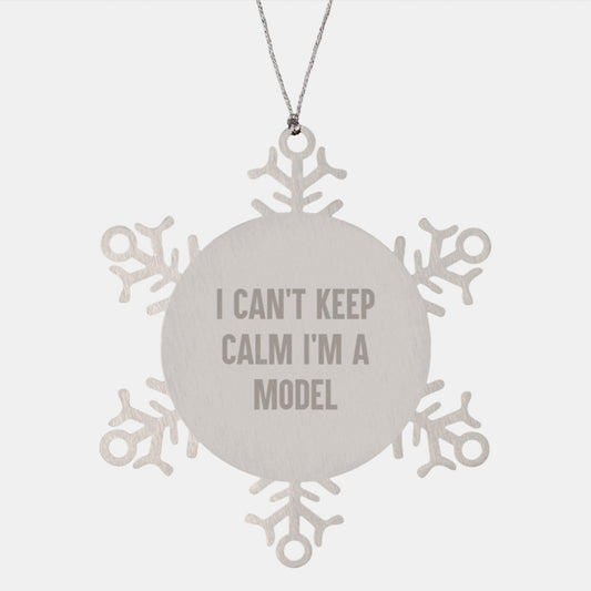 Funny Model Snowflake Ornament Gifts for Him, I'm A Model Christmas Unique Presents from Friends, Coworkers, Family - Image 1