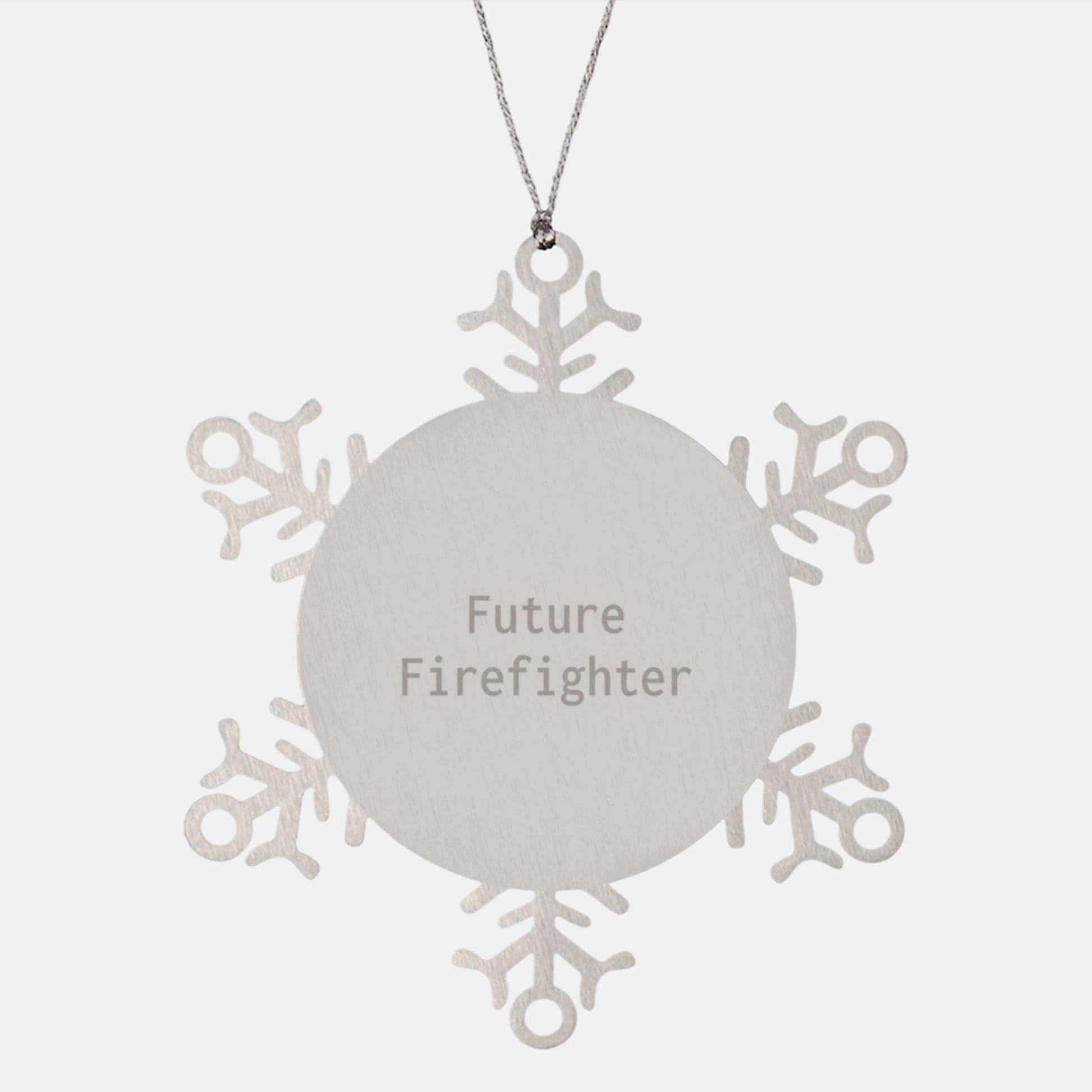 Funny Future Firefighter Christmas Snowflake Ornament Gifts from Friends, Snowflake Decorations for Firefighter Men, Stainless Steel Snowflake Ornament, Inspirational Firefighter Quote - Image 1