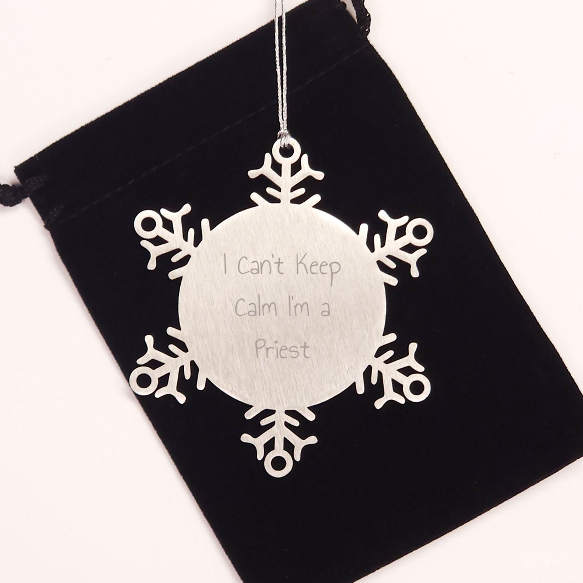 Funny Priest Gifts, I Can't Keep Calm I'm A Priest Snowflake Ornament, Unique Christmas Unique Gift for Men, Women, Coworkers, Friends, Family - Image 2