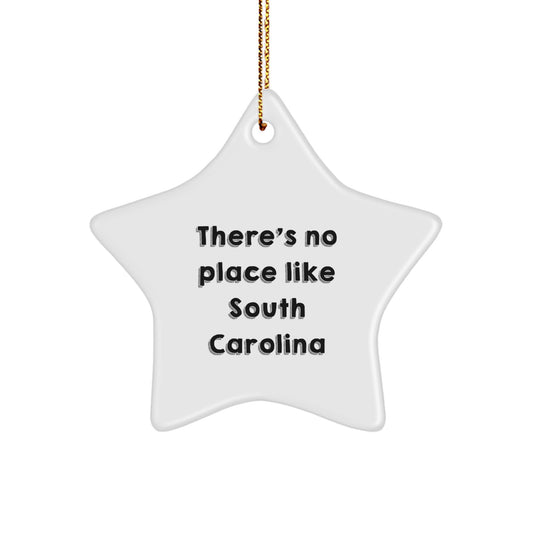 South Carolina Gifts for Family, Friends, and Coworkers - There's No Place Like South Carolina Star Ornament, White, 3.25\ - Image 1