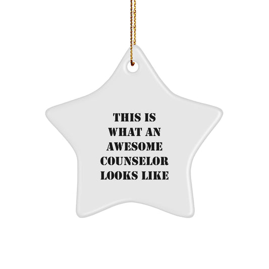 Funny Counselor Gifts from Friends, Star Ornament This Is What An Awesome Counselor Looks Like, Christmas Unique Presents for Counselors - Image 1