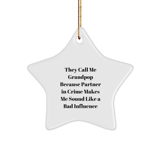 Grandpop's Starry Christmas Unique Gift, Funny Quote, White Star Ornament, Gifts from Men, for Grandpop, Unique Christmas Unique Gifts - Image 1
