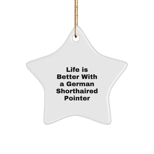 German Shorthaired Pointer Dog Star Ornament, Gifts from Friends, Family, or Coworkers, Stunning White Star Shaped with Inspirational Quote, Perfect for Christmas - Image 1