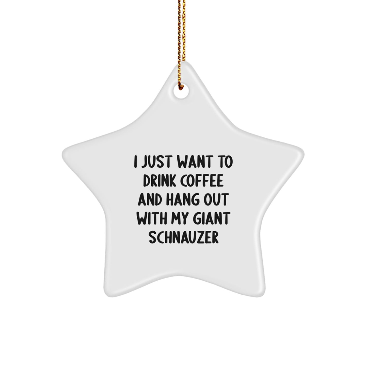 Funny Giant Schnauzer Dog Gifts from Men for Christmas Unique Star Ornament, I Just Want To Drink Coffee And Hang Out With My Giant Schnauzer - Image 1