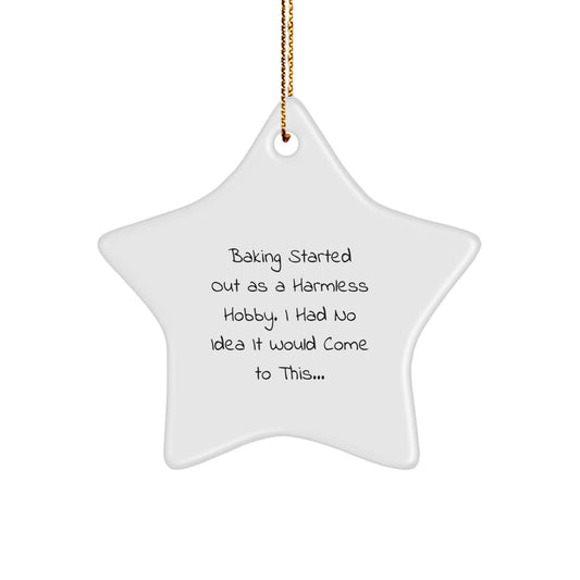 Funny Baking Gifts for Friends Christmas Star Ornament, Gifts from Family Baking Enthusiasts, White Star Shaped Decorative Baking Hobby Gifts, Christmas Unique Gifts - Image 1
