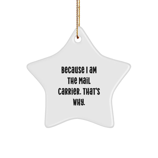 Funny Mail Carrier Gifts for Men Star Ornament Because I Am The Mail Carrier. That's Why. Christmas Unique Gifts - Image 1