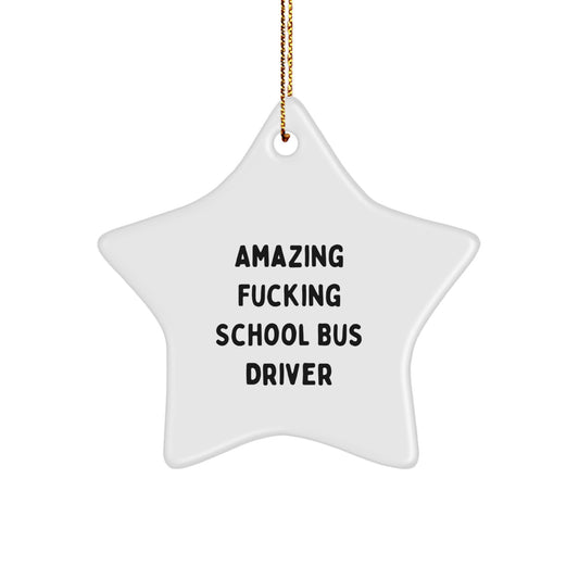 Funny School Bus Driver Gifts from Family, Star Ornament for Christmas Unique Gifts, Amazing School Bus Driver Quote Decoration - Image 1
