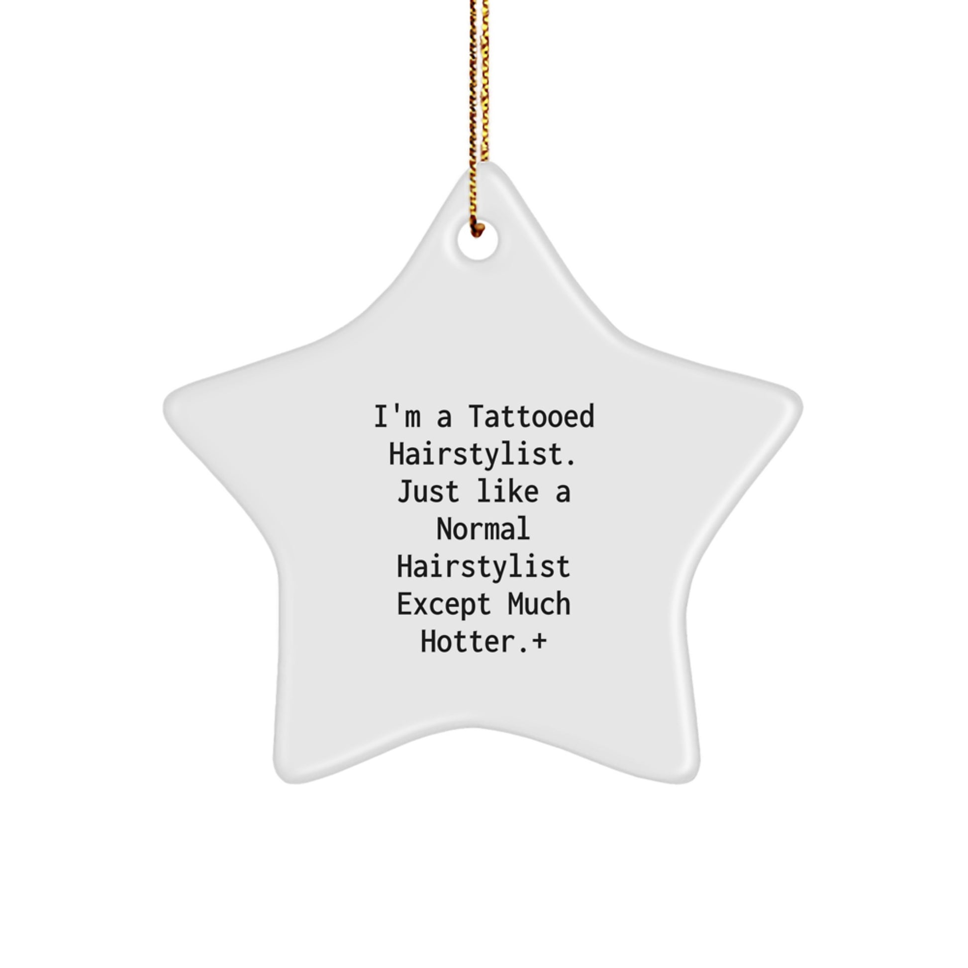 Funny Hairstylist Gifts for Men, Unique Star Ornament from Men to Hairstylist, Christmas Decorations, Hot Hairstylist Star Decoration, Tattoed Hairstylist Gift - Image 1