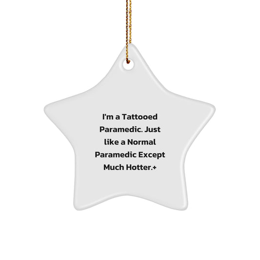 Funny Rescue Worker Gifts for Men - Rescue Worker Star Ornament, Tattooed Rescue Worker Christmas Unique Gifts from Friends, Coworkers, Family - Image 1