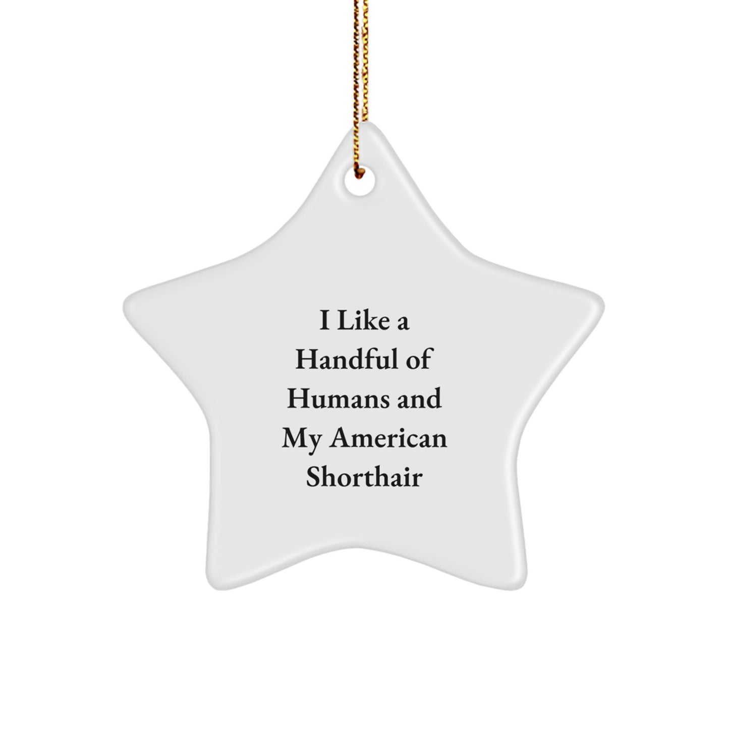 Funny American Shorthair Cat Gifts - 'I Like A Handful Of Humans And My American Shorthair' Star Ornament for Christmas, Gifts from Family to Friends - Image 1