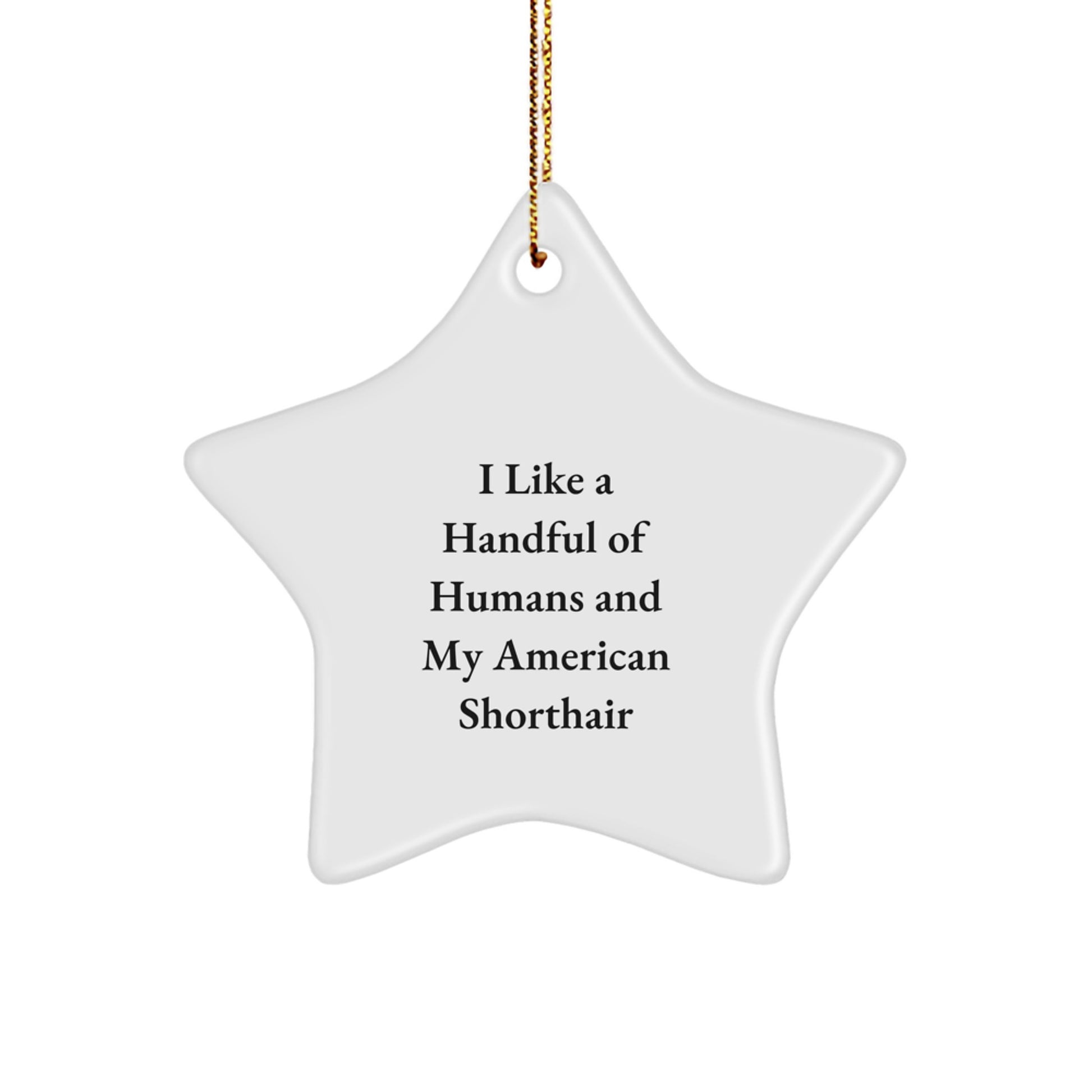 Funny American Shorthair Cat Gifts - 'I Like A Handful Of Humans And My American Shorthair' Star Ornament for Christmas, Gifts from Family to Friends - Image 1