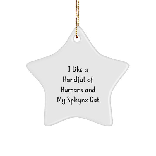 Funny Sphynx Cat Lover Gifts, I Like A Handful Of Humans And My Sphynx Cat, Star Ornament for Christmas, Gifts from Family to Sphynx Cat Enthusiasts - Image 1