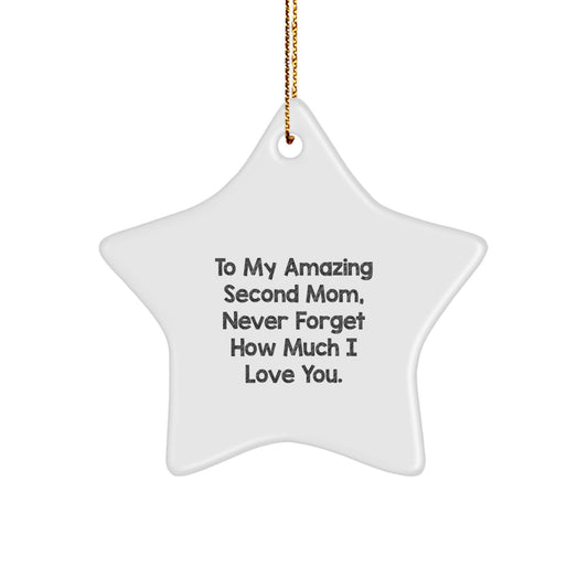 Second Mom Gifts from Men, Funny Star Ornament for Second Mom, Christmas Unique Gifts for Second Mom's Heart - Image 1