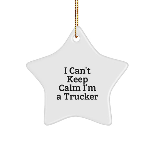 Funny Trucker Gifts - 'I Can't Keep Calm I'm A Trucker' Star Ornament, Christmas Unique Gifts from Friends to Family - Image 1