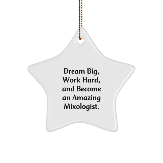 Inspiring Mixologist Gifts from Friends, Unique Star Ornament for Christmas, Dream Big Quote - Image 1