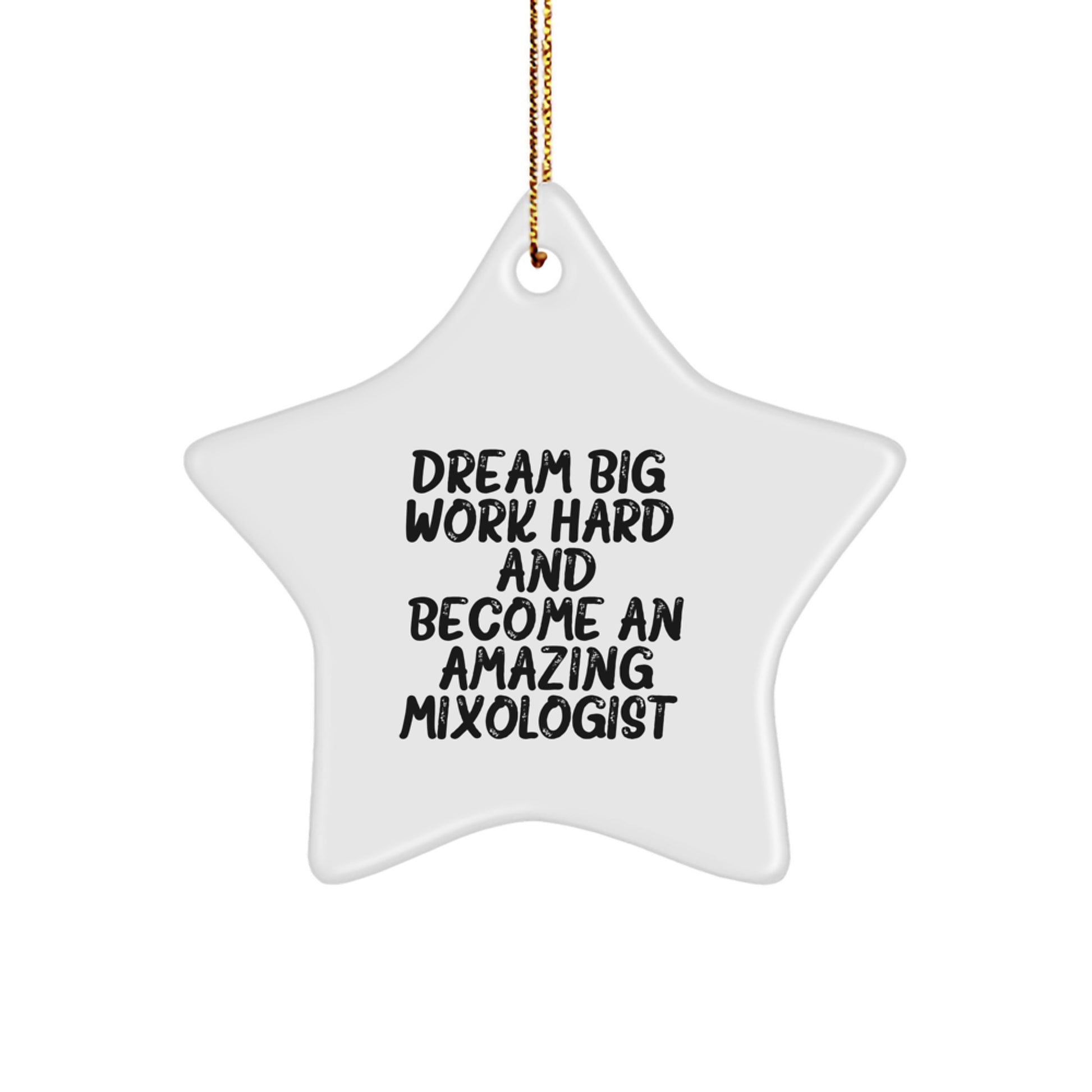 Dream Big Gifts from Friends, Family, or Coworkers for Mixologists, 'Dream Big, Work Hard, And Become An Amazing Mixologist.' Christmas Unique Star Ornament - Image 1