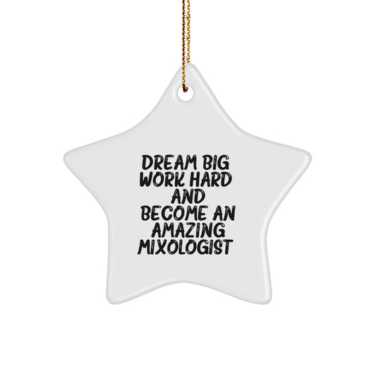 Dream Big Gifts from Friends, Family, or Coworkers for Mixologists, 'Dream Big, Work Hard, And Become An Amazing Mixologist.' Christmas Unique Star Ornament - Image 1