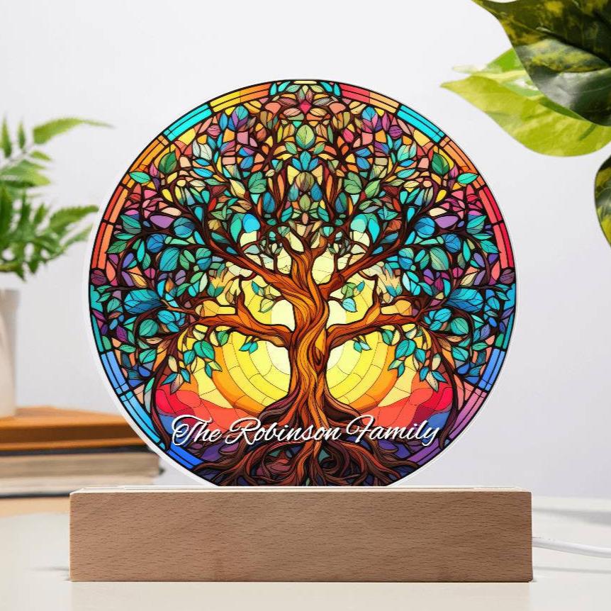 Stained Glass Style Tree of Life Plaque