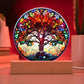 Personalized Stained Glass Style Tree of Life Plaque