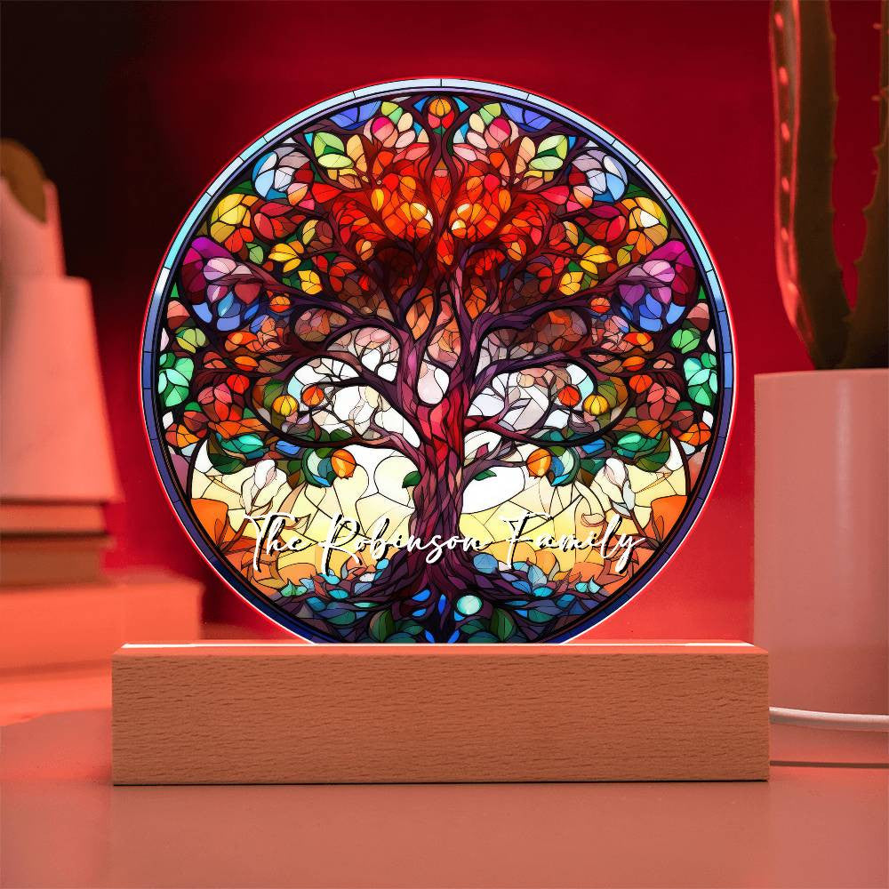 Personalized Stained Glass Style Tree of Life Plaque