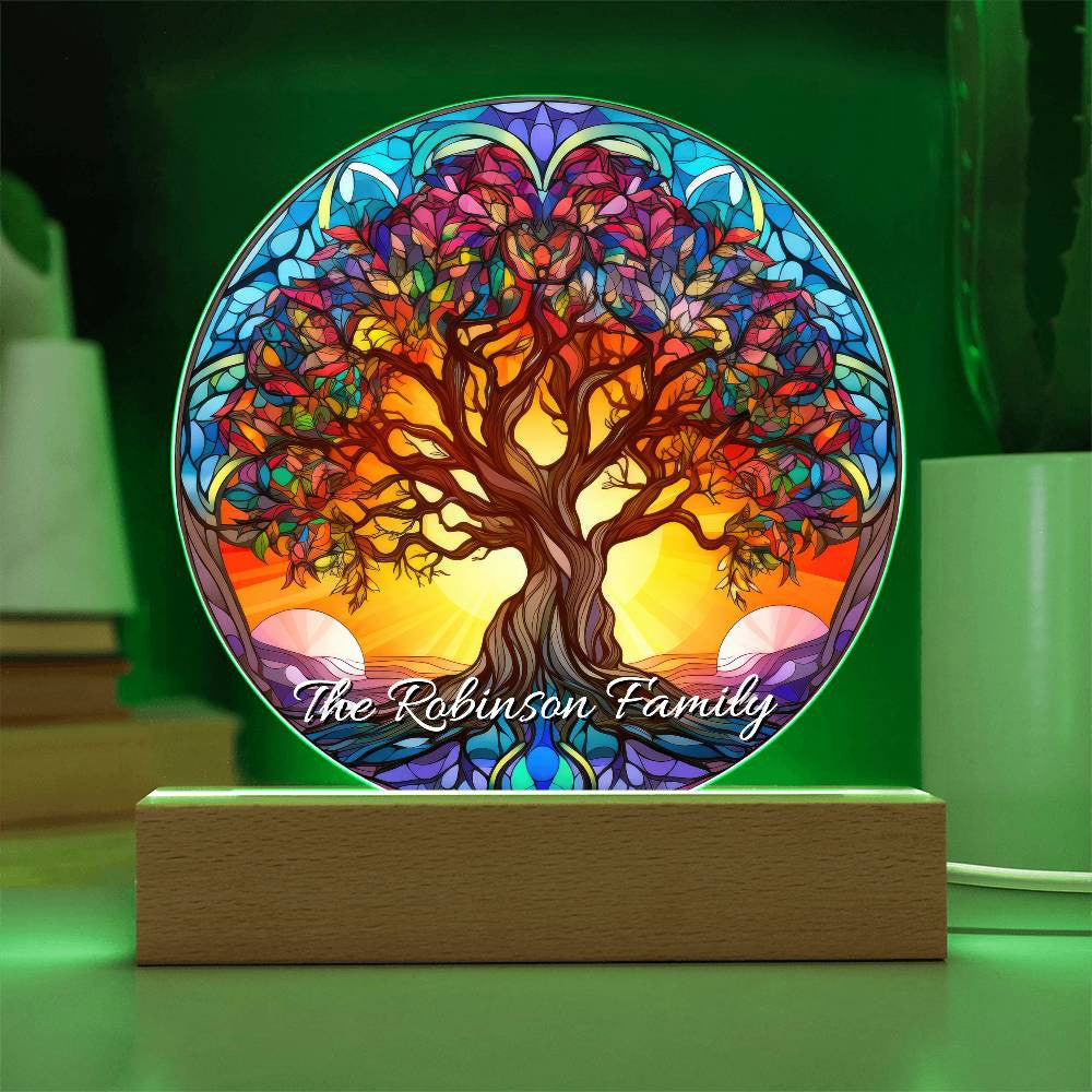 Stained Glass Style Tree of Life Plaque