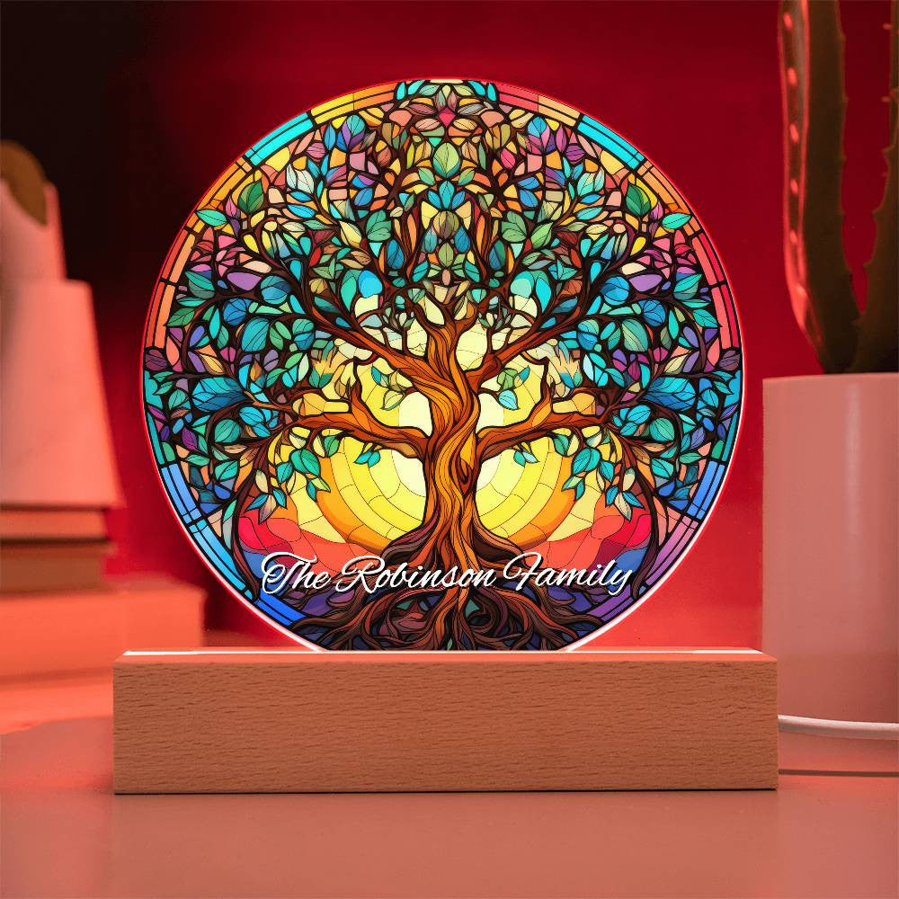 Stained Glass Style Tree of Life Plaque