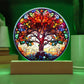 Personalized Stained Glass Style Tree of Life Plaque