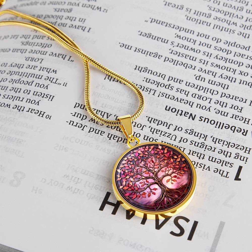 Pink Tree of Life Pendant Necklace