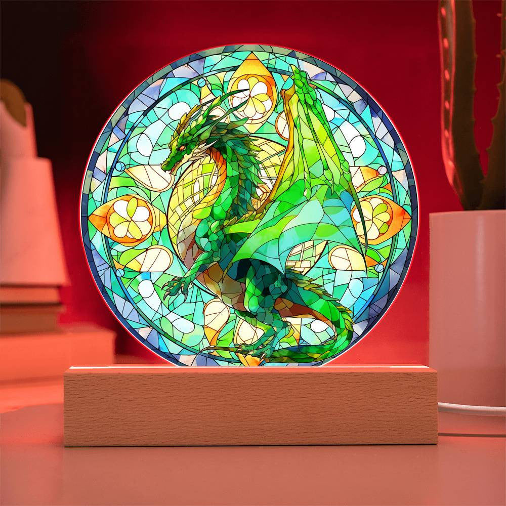 Stained Glass Style Dragon Plaque and Night Light