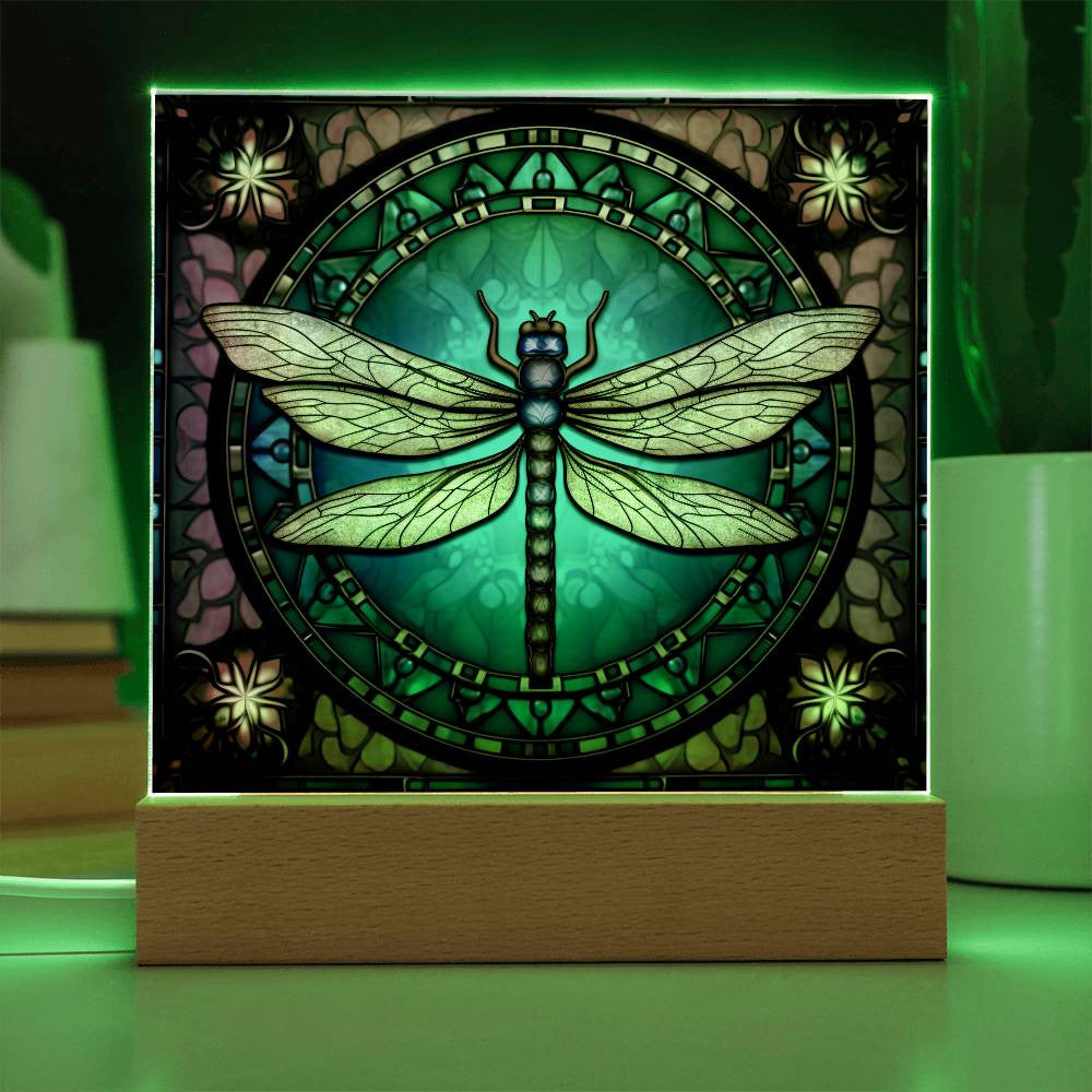 Dragonfly Stained Glass-Style Art Acrylic Plaque