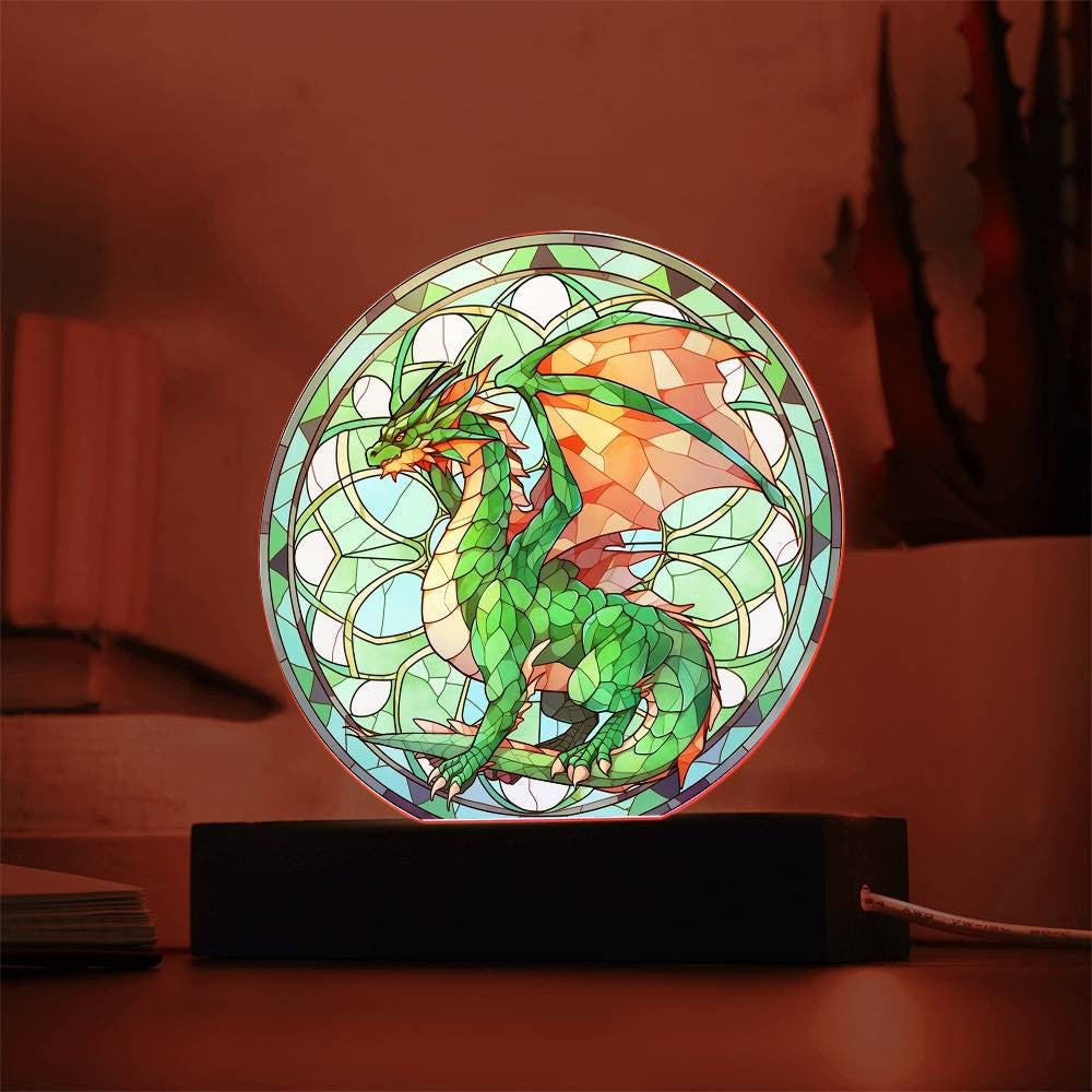 Dragon Stained Glass Acrylic Plaque and Nightlight