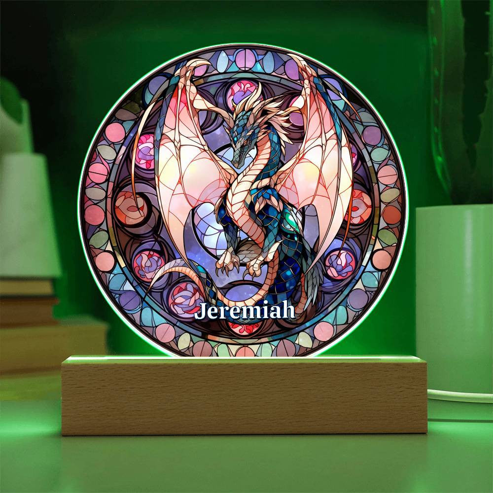 Dragon Stained Glass Style Plaque and Night Light