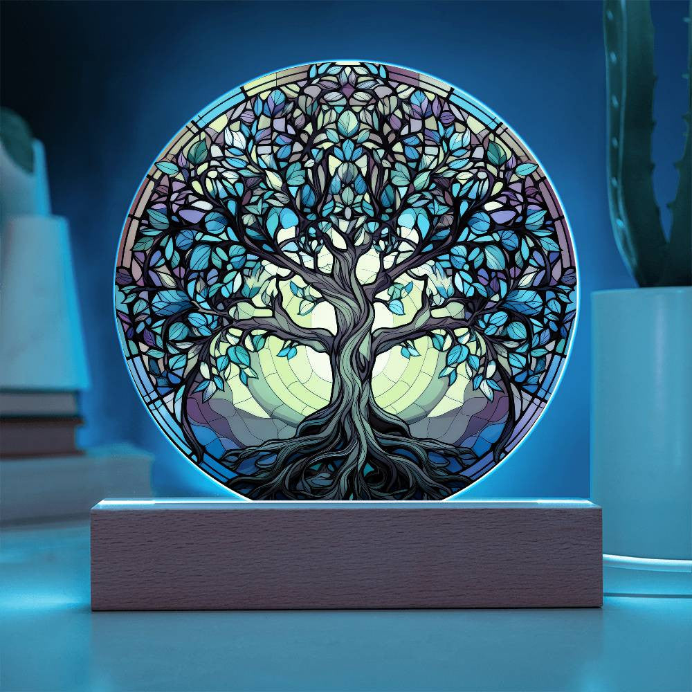 Stained Glass Style Tree of Life Plaque