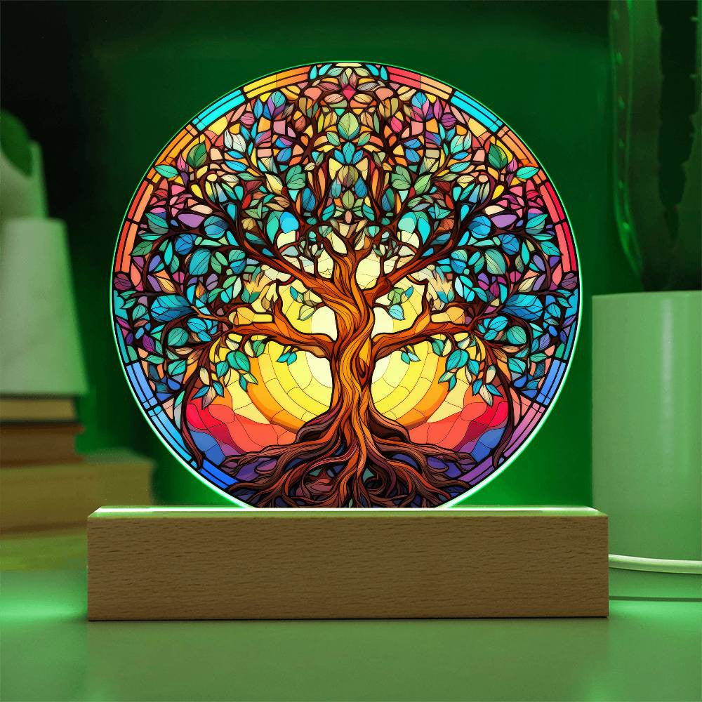 Stained Glass Style Tree of Life Plaque