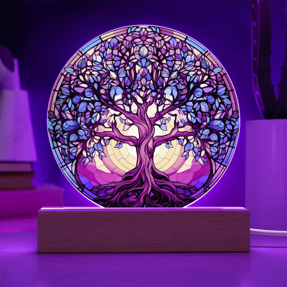 Stained Glass Style Tree of Life Plaque