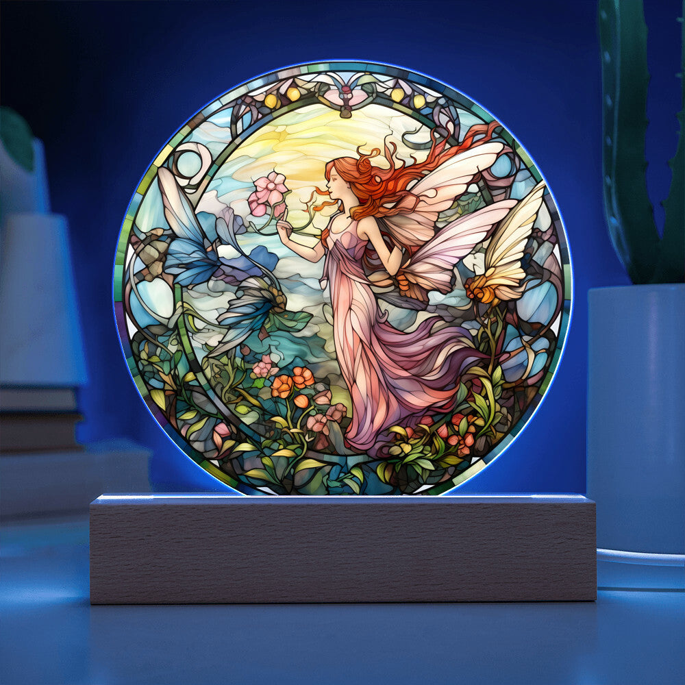 Personalized Fairy Garden Stained Glass Night Light